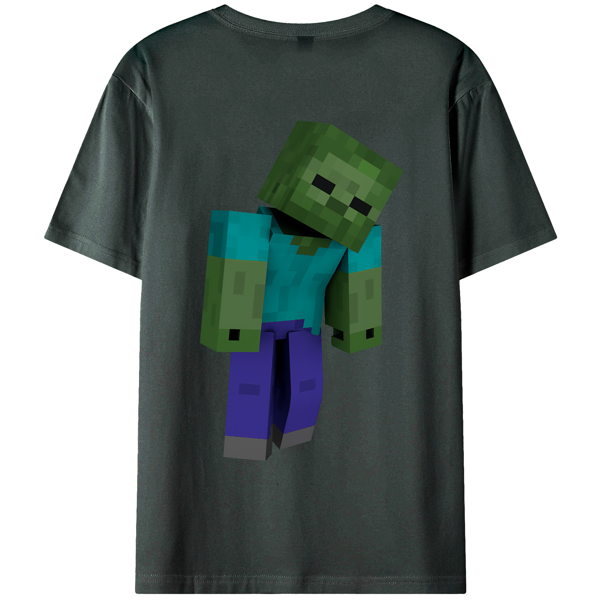 （画像用） マインクラフト ブロックの世界 Minecraft MC Block world 綿100％ メンズ半袖Tシャツ（バックプリント） 通気性